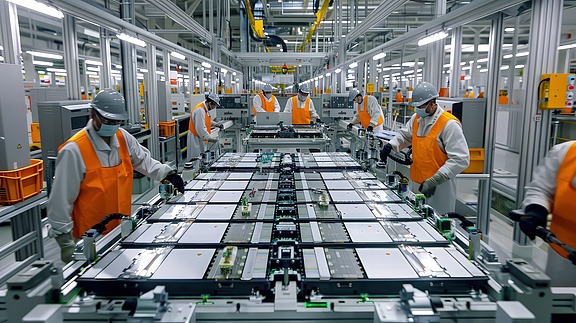 battery production in automotive factory